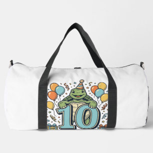 Bolso De Deporte Grande Diseño de fiesta vintage de cumpleaños 10 de tortu