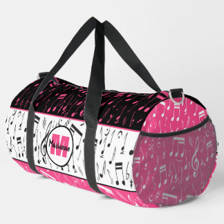 Bolso De Deporte Grande Diseño de música rosa, negro y blanco personalizad