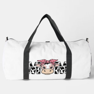 Bolso De Deporte Grande Diseño Gráfico de Vaca Linda con Moño de Mamá_1