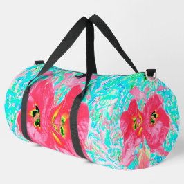 Bolso De Deporte Grande Dos rosados ciruelas de coral rojo loco hibiscus e