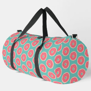 Bolso De Deporte Grande Doughnut rosa con patrón de sprinkles sobre azul a