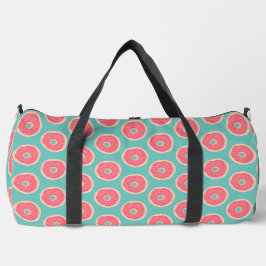Bolso De Deporte Grande Doughnut rosa con patrón de sprinkles sobre azul a