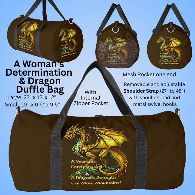 Bolso De Deporte Grande Dragón verde dorado y mujer puede mover montañas (Subido por el creador)