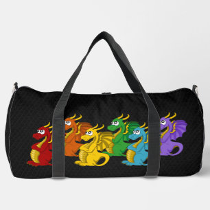 Bolso De Deporte Grande Dragones de dibujos animados de colores de arcoíri