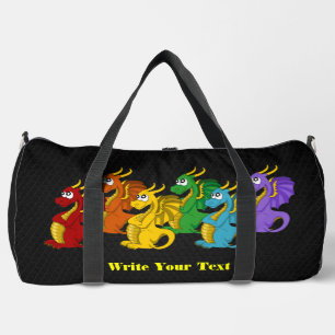Bolso De Deporte Grande Dragones de dibujos animados de colores de arcoíri