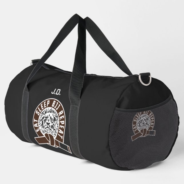 Bolso De Deporte Grande Eat Sleep BJJ Repeat - Brown Belt "Personalizable" (Esquina derecha)