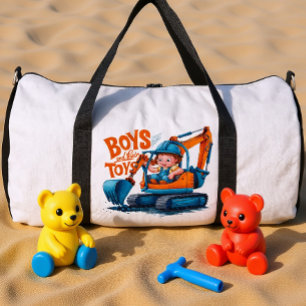 Bolso De Deporte Grande El joven explorador: niño en bulldozer