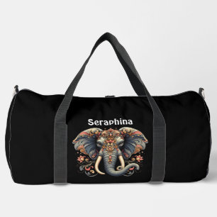 Bolso De Deporte Grande Elefante con diseños florales intrincados