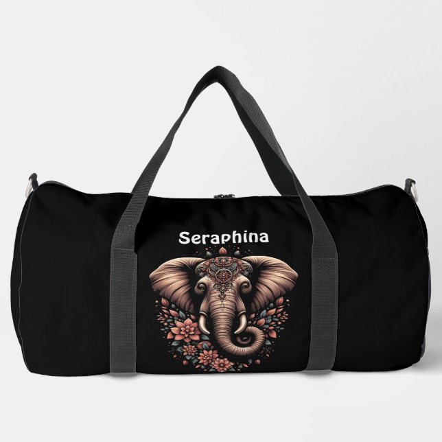 Bolso De Deporte Grande Elefante vibrante con estampado floral (Anverso)
