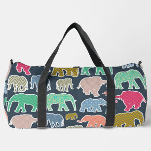 Bolso De Deporte Grande Elefantes Coloridos, Patrón De Elefantes, Zigzag