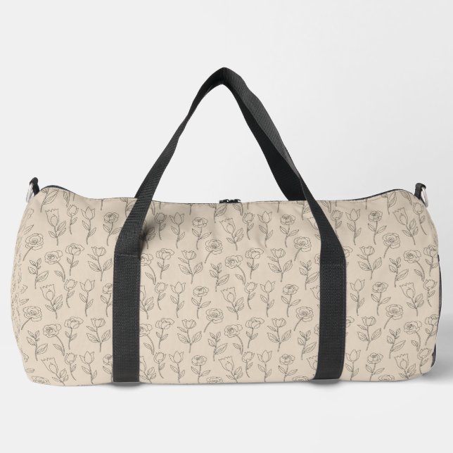 Bolso De Deporte Grande Elegant Minimal Floral Line Pattern (Anverso)