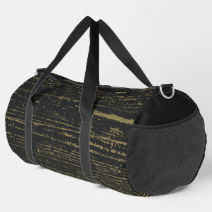 Bolso De Deporte Grande Elegante Grano de madera de oro negro