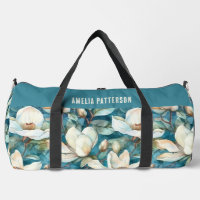 Elegante Magnolia Patrón floral Nombre personaliza