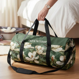 Bolso De Deporte Grande Elegante Magnolia Patrón floral Nombre personaliza