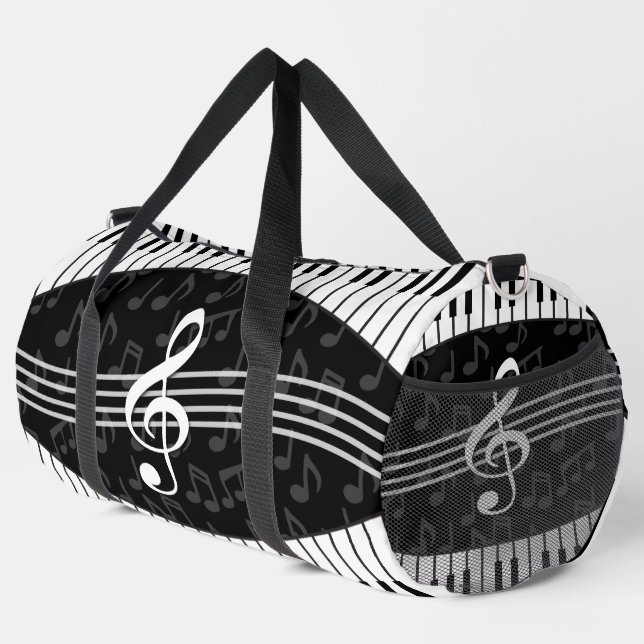 Bolso De Deporte Grande Elegante Music Notes Treble Clef y Piano Keys (Esquina derecha)