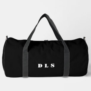 Bolso De Deporte Grande Elegante negro con iniciales blancas