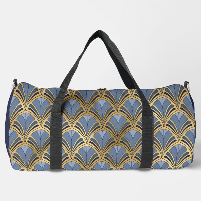 Bolso De Deporte Grande Elegante patrón Art Decó de Oro Azul (Anverso)