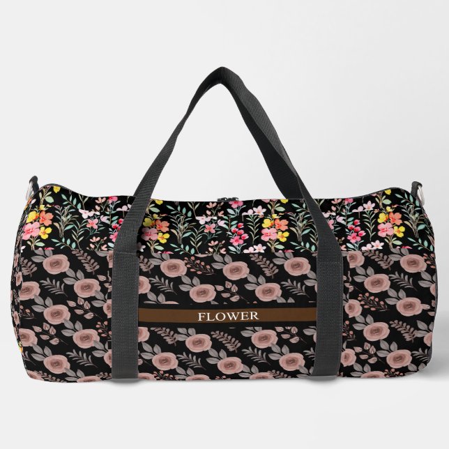 Bolso De Deporte Grande Elegante Personalizar de acuarela de flores (Anverso)