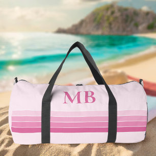 Bolso De Deporte Grande Elegantes bandas retro rosadas Monograma