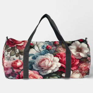 Bolso De Deporte Grande Encanto Floral Rosa Atemporal