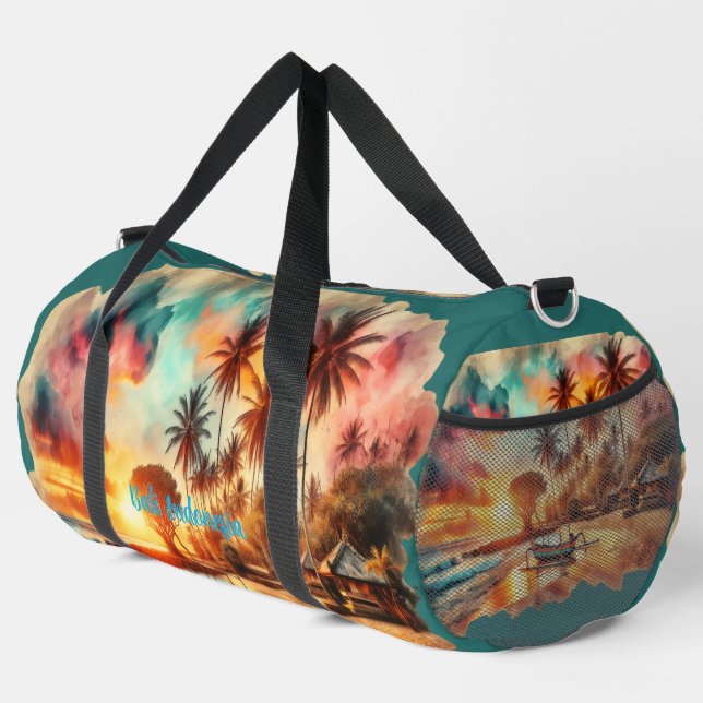Bolso De Deporte Grande Esbozo acuarela Bali Indonesia Tropical | (Esquina derecha)