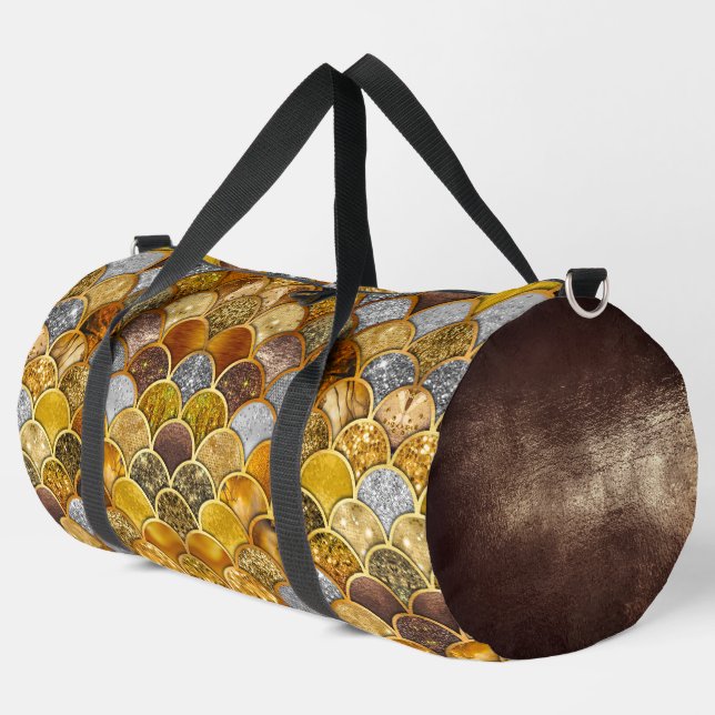 Bolso De Deporte Grande Escalas de sirena de chicles de oro elegantes (Esquina izquierda)