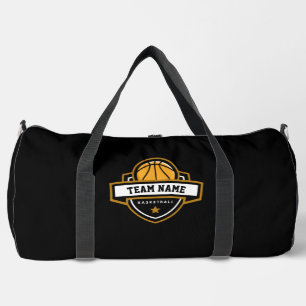 Bolso De Deporte Grande Escudo de baloncesto negro