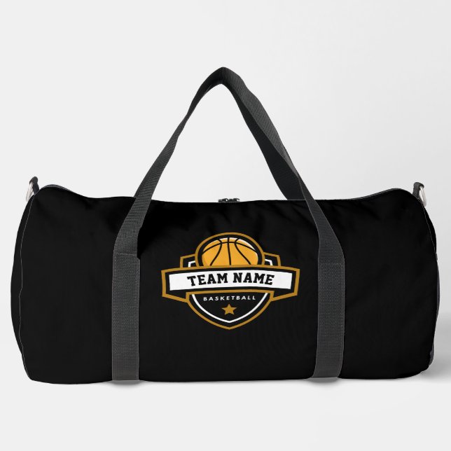 Bolso De Deporte Grande Escudo de baloncesto negro (Anverso)