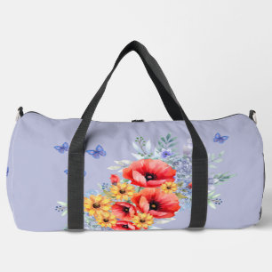 Bolso De Deporte Grande Espías rojas deliciosas, girasoles y mariposas
