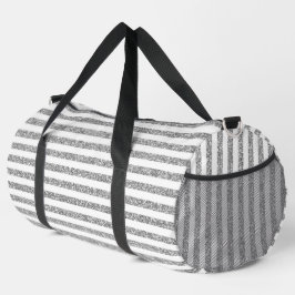 Bolso De Deporte Grande Faux Silver Purpurinas Stripes