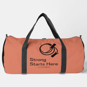 Bolso De Deporte Grande Fitness Motto Strong empieza aquí Naranja Negro