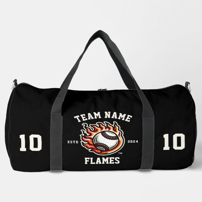 Bolso De Deporte Grande Flames "Personalizable" Béisbol (Anverso)