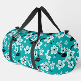BOLSO DE DEPORTE GRANDE FLOR DE CEREZO - PATRÓN SAKURA EN TEAL