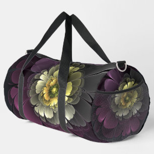 Bolso De Deporte Grande Flor Fractal Gris Purpura Moderna Abstracta