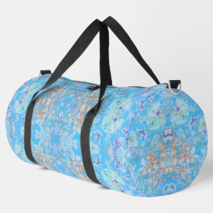 Bolso De Deporte Grande Floral azul pastel