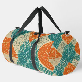 Bolso De Deporte Grande Flores abstractas de color azul verdoso, naranja y