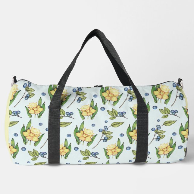 Bolso De Deporte Grande Flores amarillas y arándanos (Anverso)