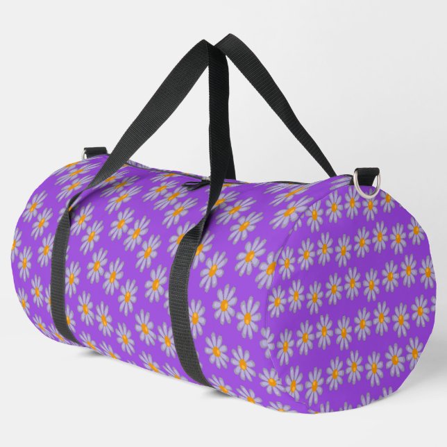 Bolso De Deporte Grande Flores azules sobre morado (Esquina izquierda)