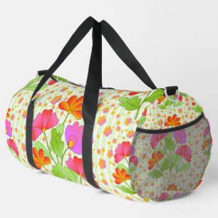 Bolso De Deporte Grande Flores de color pop rosa y verde pálido Naranja