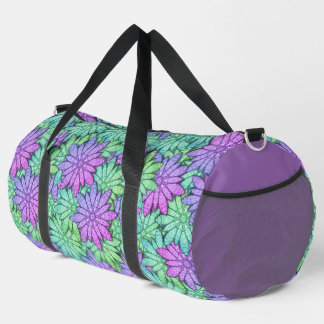 Bolso De Deporte Grande Flores moradas y verdes divertidas