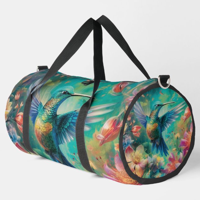 Bolso De Deporte Grande Flores tropicales de colibrí (Esquina izquierda)