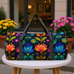 Bolso De Deporte Grande Follaje Tropical Floral Místico