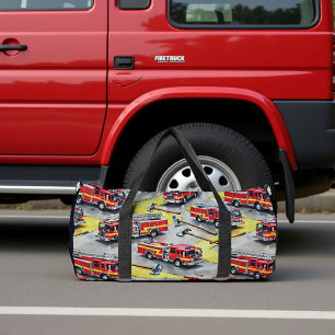 Bolso De Deporte Grande Fondo de Patrón de Camiones de Bomberos y Hachas