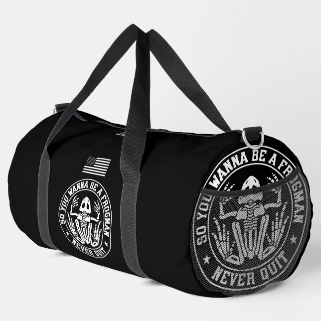 Bolso De Deporte Grande Frogman Never Quit Patch Personalized (Esquina derecha)