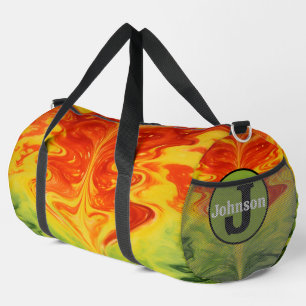 Bolso De Deporte Grande Fuego abstracto giratorio con monograma personaliz
