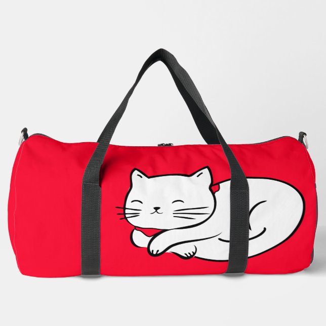 Bolso De Deporte Grande Gato blanco suave durmiendo (Anverso)