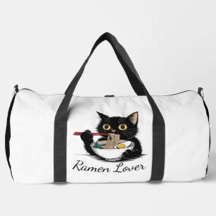 Bolso De Deporte Grande Gato comiendo fideos Ramen divertido