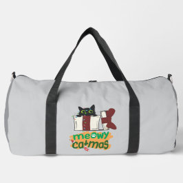 Bolso De Deporte Grande Gato negro de Santa Claus enredado en luces de árb