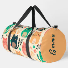 Gatos Lindos y Patrón Floral Monograma Personaliza