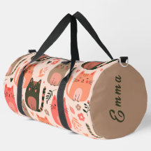 Gatos Lindos y Patrón Floral Monograma Personaliza